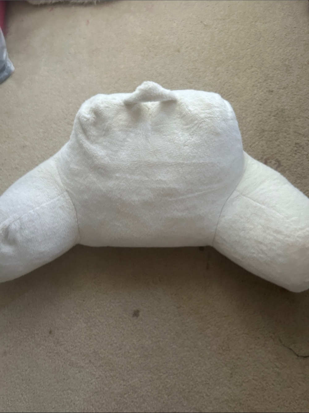 NEVER USED Plush Cream Bedrest Pillow with Arm Support